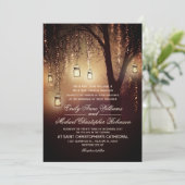 Mason Jars String Lights Elegant Rustic Wedding Kaart (Staand voorkant)