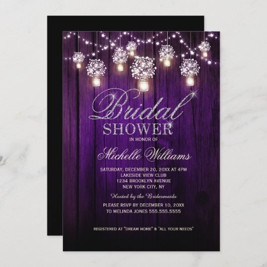 Mason Jars String Lights Elegant vrijgezellenfeest Kaart (Voorkant / Achterkant)