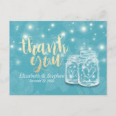 Mason Jars String Lights Flowers Weddenschap Harte Briefkaart (Voorkant)