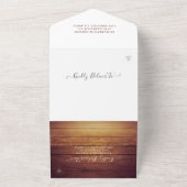 Mason Jars String Lights Rustic Wood Wedding RSVP All In One Uitnodiging (Buitenkant)