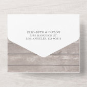 Mason Jars String Lights Rustic Wood Wedding RSVP All In One Uitnodiging (Achterkant)