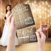 Mason Jars String Lights Rustic Wood Wedding RSVP All In One Uitnodiging