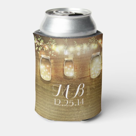 Mason Jars String Lights Rustieke schuur hout Blikjeskoeler (Blikje Achterkant)