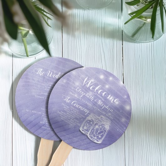 Mason Jars String Lights Wedding Program Handwaaier