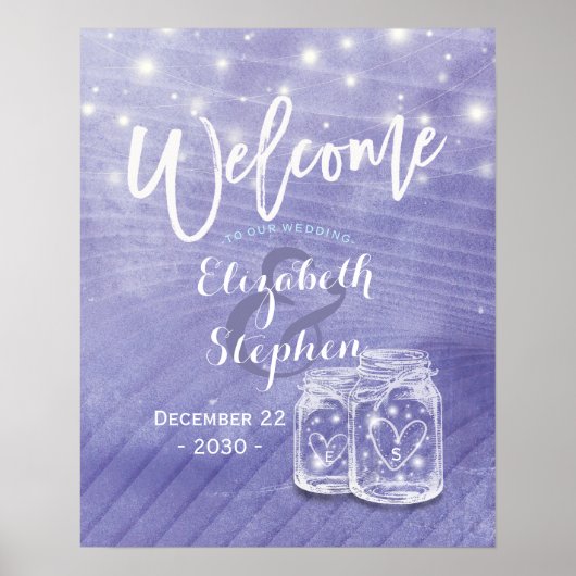 Mason Jars String Lights Wedding Welcome Poster (Voorkant)