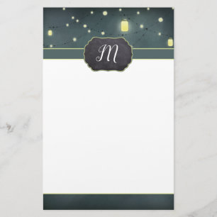 Mason Jars Summer Night Monogrammed Briefpapier