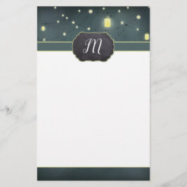 Mason Jars Summer Night Monogrammed Briefpapier