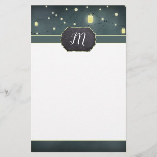Mason Jars Summer Night Monogrammed Briefpapier (Voorkant)