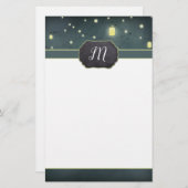 Mason Jars Summer Night Monogrammed Briefpapier (Voorkant / Achterkant)