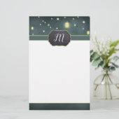 Mason Jars Summer Night Monogrammed Briefpapier (Staand voorkant)