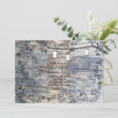 Mason Jars & Tortelduifjes Rustic Branch Uitnodigi Kaart (Staand voorkant)