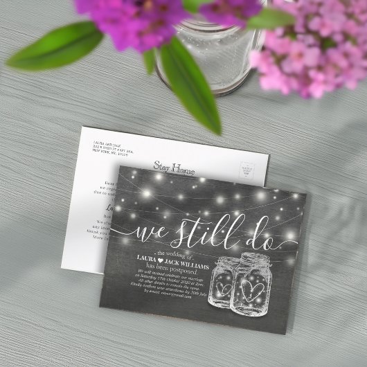 Mason Jars, we wedden nog steeds uitstel. Aankondigingskaart