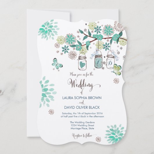 Mason Jars Wedding Invitation | Uitnodiging tot we (Voorkant)