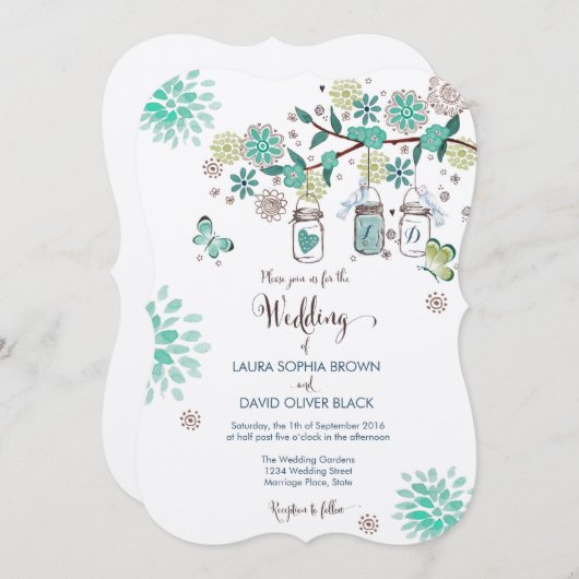 Mason Jars Wedding Invitation | Uitnodiging tot we (Voorkant / Achterkant)