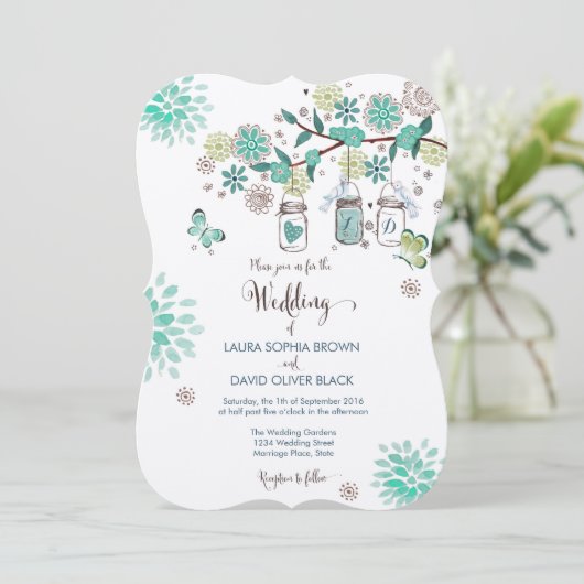Mason Jars Wedding Invitation | Uitnodiging tot we (Staand voorkant)