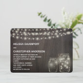 Mason Jars Wedding Invite Magical Fairy Lights Kaart (Staand voorkant)