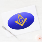 Mason Masonic met gradiëntblauw Ovale Sticker (Envelop)