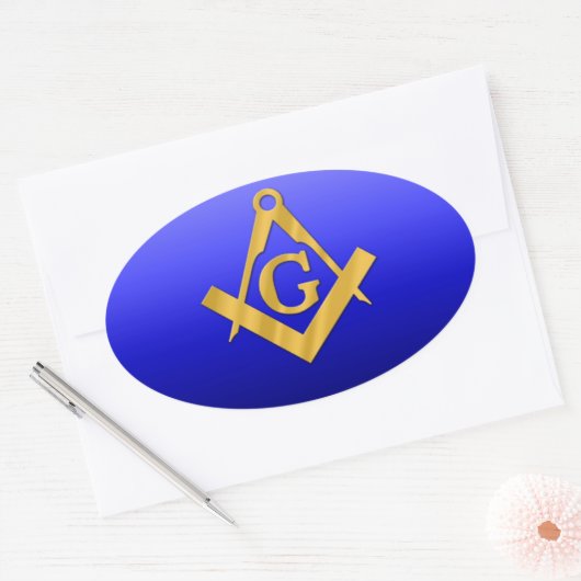 Mason Masonic met gradiëntblauw Ovale Sticker (Envelop)