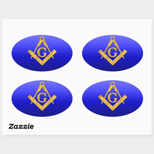 Mason Masonic met gradiëntblauw Ovale Sticker (Vel)