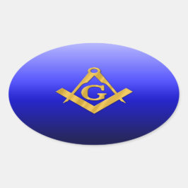 Mason Masonic met gradiëntblauw Ovale Sticker