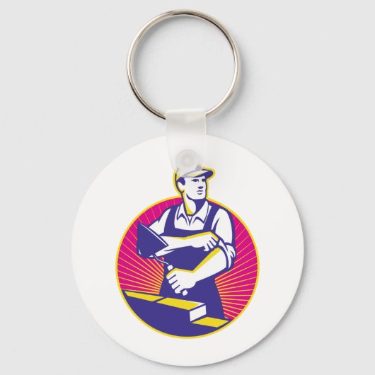 Mason Masonry Construction Worker Trowel Sleutelhanger (Voorkant)