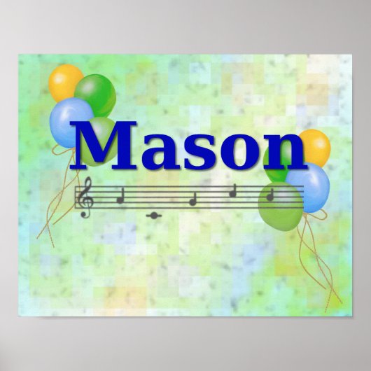 Mason Musical Name Nursery Room Poster (Voorkant)