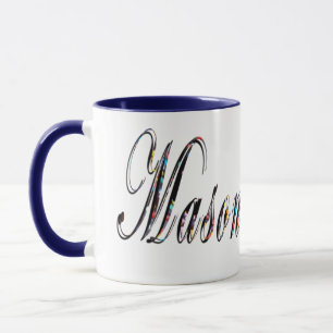 Mason, Name, Logo, Blue Combo Coffee Mok. Mok