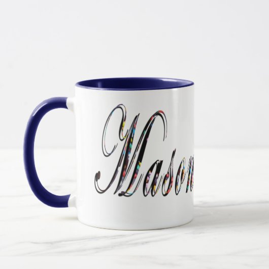 Mason, Name, Logo, Blue Combo Coffee Mok. Mok (Links)