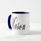 Mason, Name, Logo, Blue Combo Coffee Mok. Mok (Voorkant links)