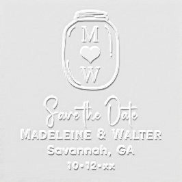 Mason Pot 2 Initiele Monogram Hart Save the Date