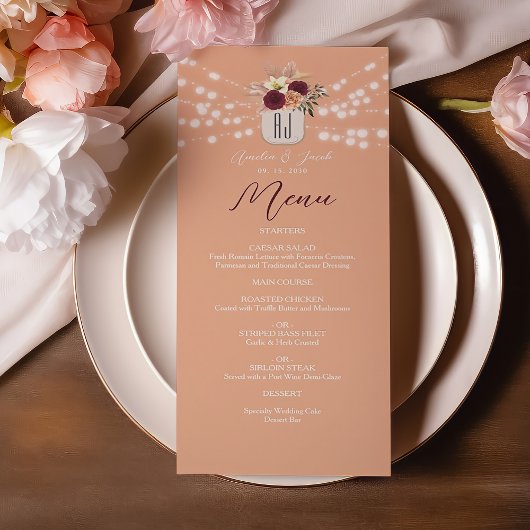 Mason Pot Bloemachtig Huwelijksmenu Menu
