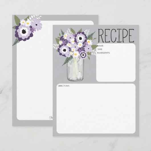 Mason Pot Bloemen Receptkaart (Voorkant / Achterkant)