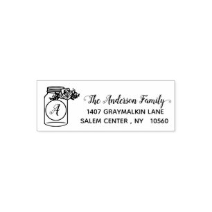 Mason Pot Calligrafie Adres Familie Handgeschreven Zelfinktende Stempel