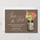 Mason Pot en Wilde Bloemen Bewaar de Datum Save The Date (Voorkant)