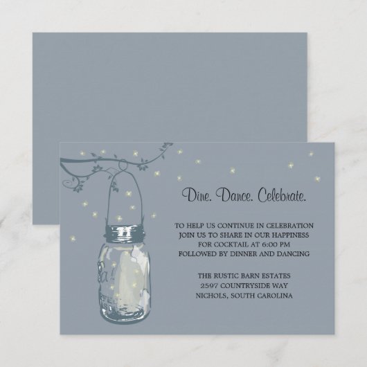 Mason Pot Glimworm Bruiloftsfeest Kaart (Voorkant / Achterkant)