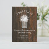 Mason pot met Baby's Breath hout geïnspireerde rec Informatiekaartje (Staand voorkant)