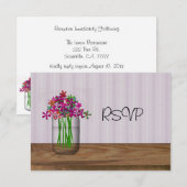 Mason Pot Met Bloemen Bruiloftsreceptie RSVP Kaart (Voorkant / Achterkant)