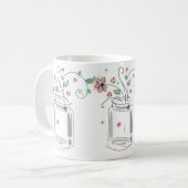 Mason pot met bloemen Modern leuk Doodle Kunst Koffiemok (Voorkant links)