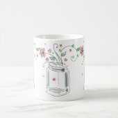 Mason pot met bloemen Modern leuk Doodle Kunst Koffiemok (Center)