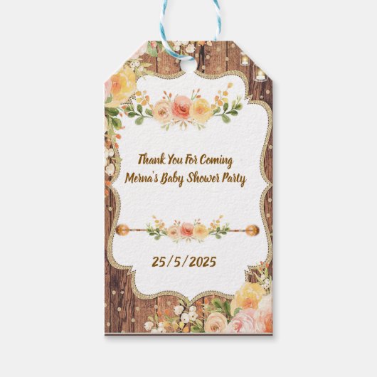 Mason pot met een boeket van rustieke bloemen boek cadeaulabel (Voorkant)