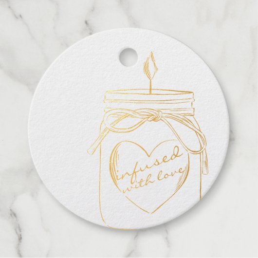 Mason pot met liefde gegoten dank je folie bedankjes labels (Voorkant)