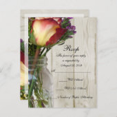 Mason Pot met Roos en Wilde Bloemen Uitnodiging Briefkaart (Voorkant / Achterkant)