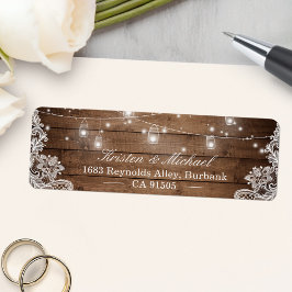 Mason Pot Slingerlichten Rustiek Landelijk Houten  Etiket