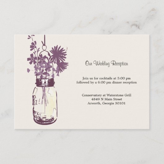 Mason Pot & Wilde Bloemen Bruiloftsreceptie Informatiekaartje (Voorkant)