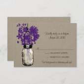 Mason Pot & Wilde Bloemen Bruine Kraft RSVP Kaart (Voorkant / Achterkant)