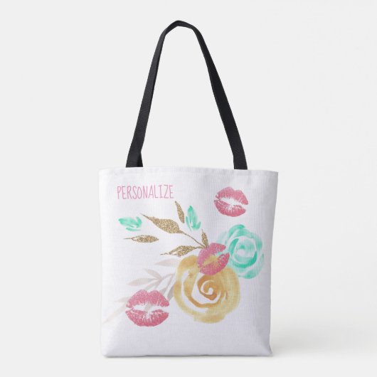 Mason potje bloem en vlinder kus schattig blauwgro tote bag (Achterkant)