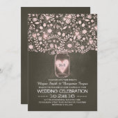 Mason potje bloemen roze rustieke bruiloft uitnodi kaart (Voorkant / Achterkant)