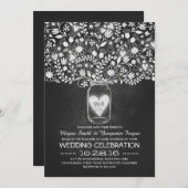 Mason potje en krijtbord bloemen bruiloft uitnodig kaart (Voorkant / Achterkant)