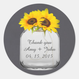 Mason potje zonnebloem bruiloft labels sunflwr7