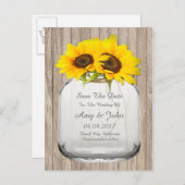 Mason potje zonnebloem de datum opslaan sunflwr6 aankondigingskaart (Voorkant / Achterkant)